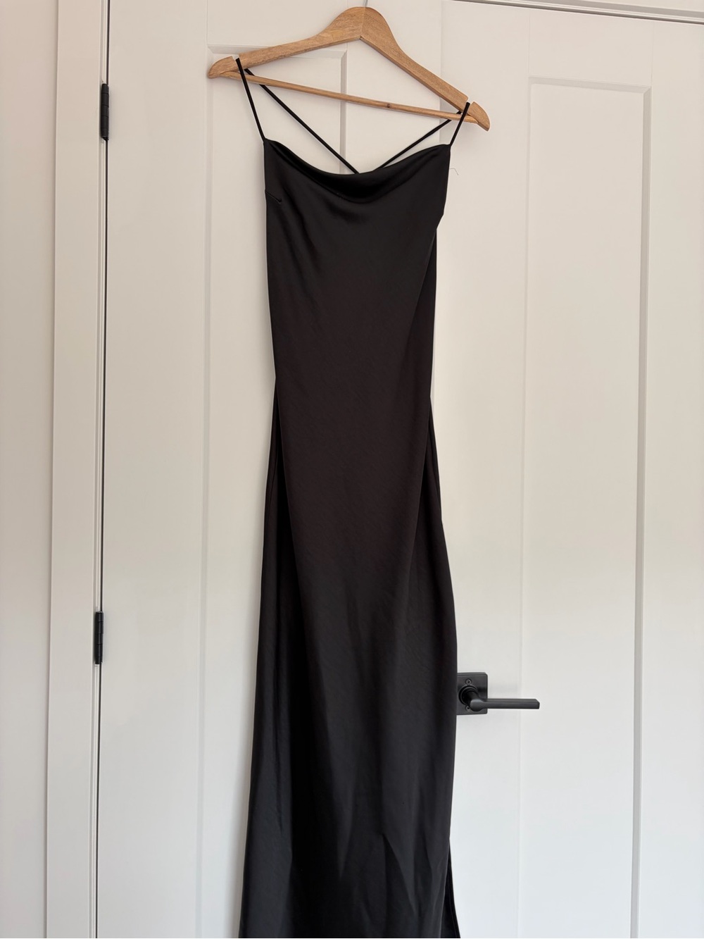 Meshki Black Cowl Neck Maxi Slip Dress